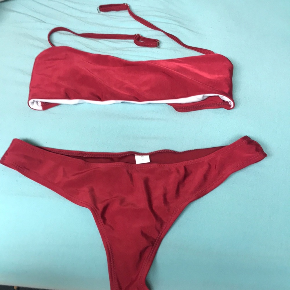 maroon bikini